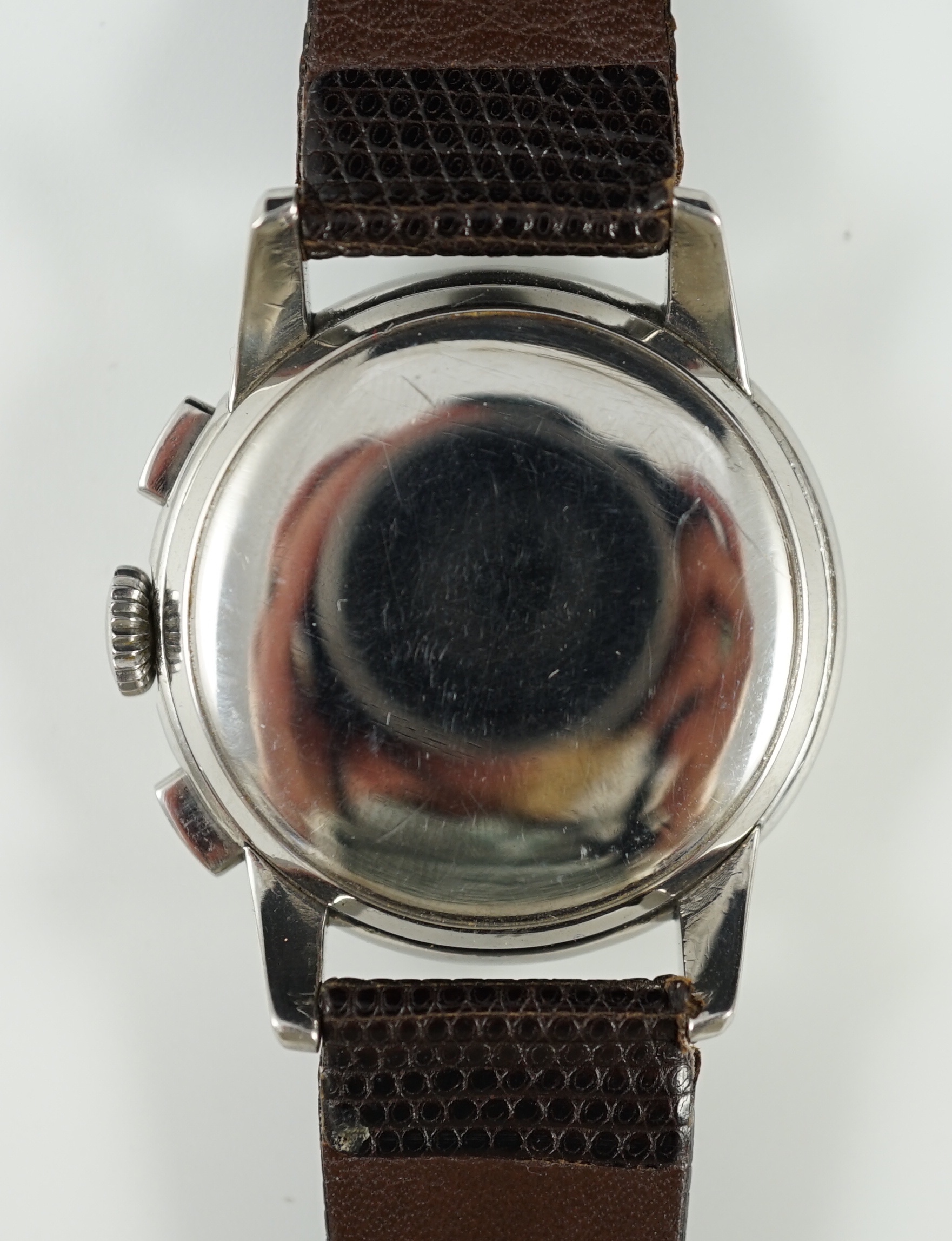 A gentleman's very rare early 1950's stainless steel Longines 30CH Flyback chronograph manual wind wrist watch, ref. 5965, serial number 7,748,805